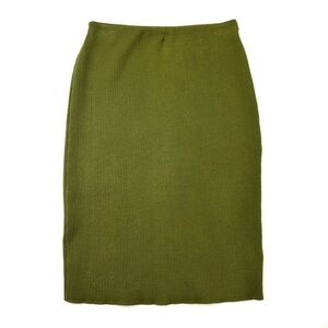 Seven Sisters green knit midi skirt Small pull on stretch waist